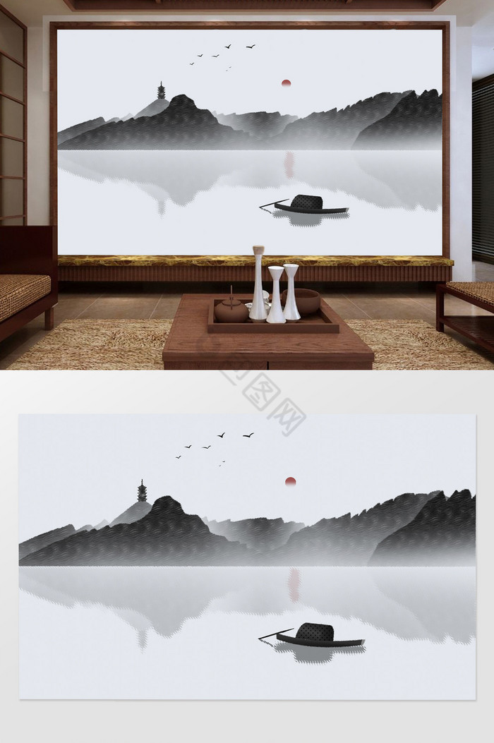 山水装饰艺术电视背景墙图片