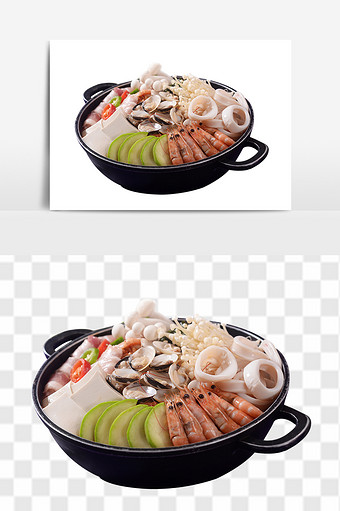 美味韩式泡菜海鲜锅美食素材