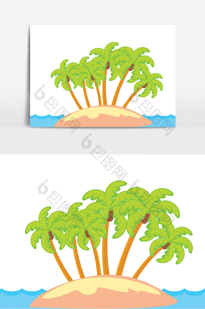 棕榈树小岛元素设计