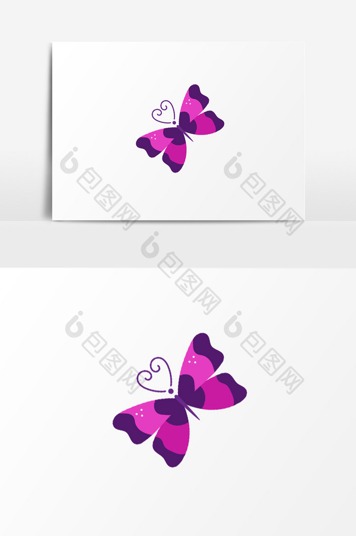 紫色蝴蝶插画元素