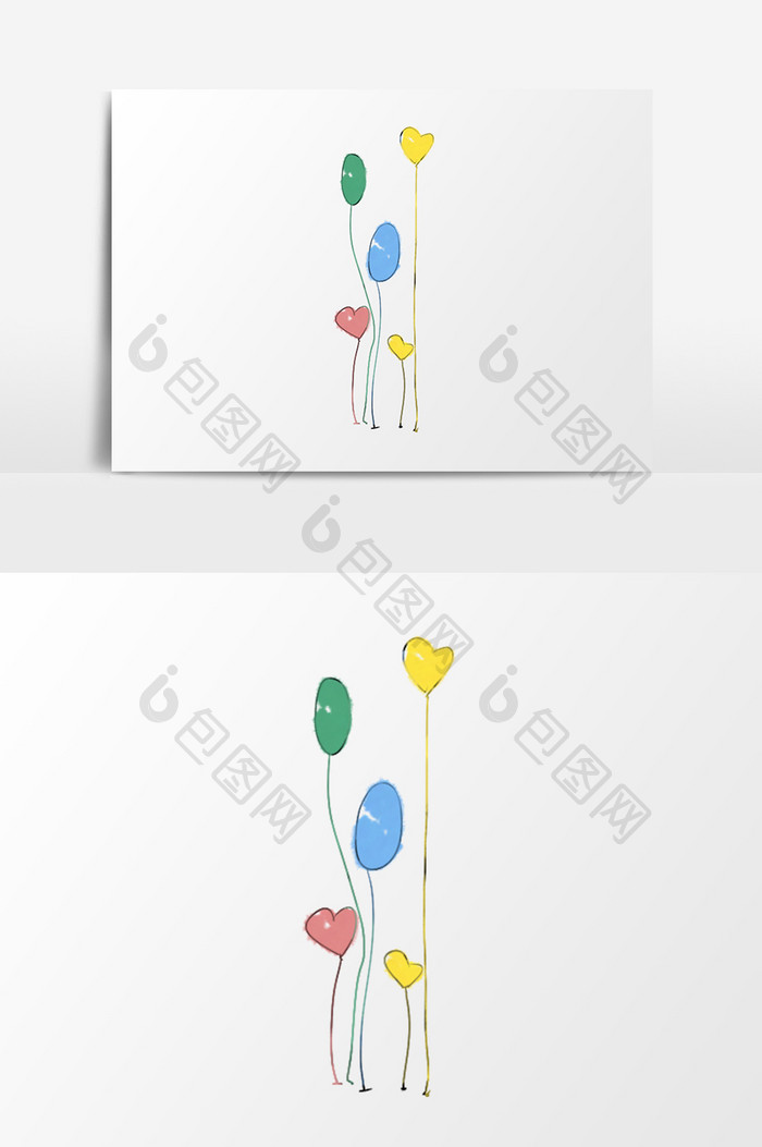 水彩卡通气球插画元素素材