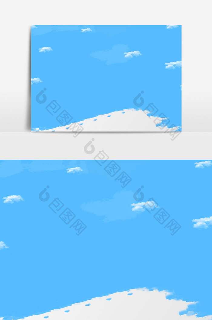 蓝色天空云朵插画元素素材