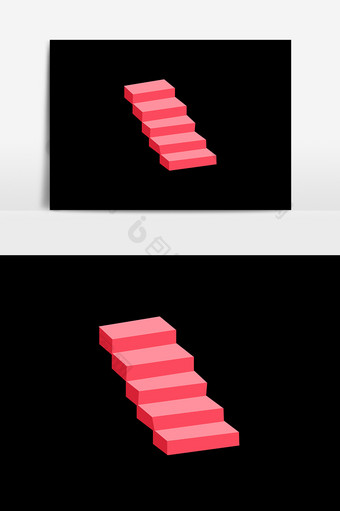 红色楼梯设计元素图片