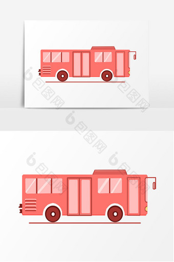 公交车校车手绘车元素图片