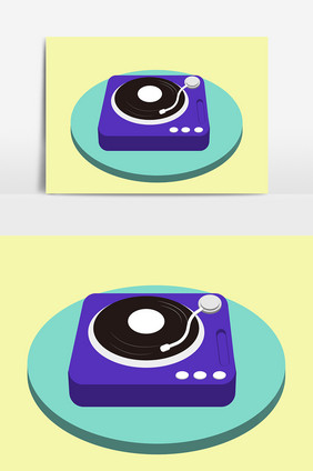 手绘卡通留声机元素