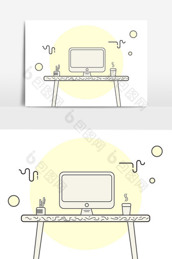 手绘卡通电脑元素图片