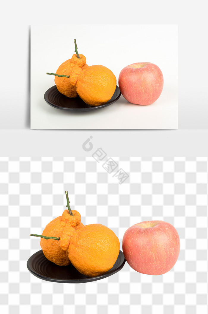 新鲜橘子丑橘苹果拼盘高清水果组合图片