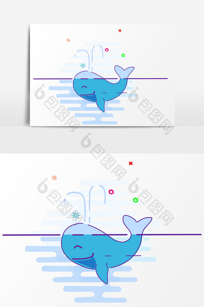 蓝色海豚鲸鱼元素