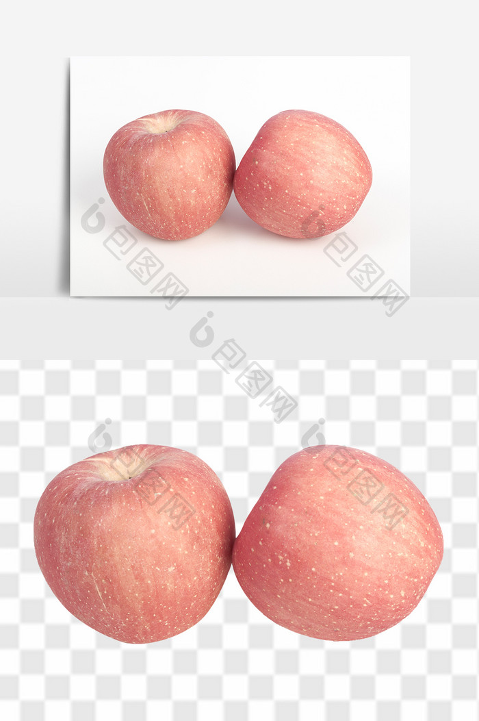 新鲜红富士苹果高清食品素材水果元素