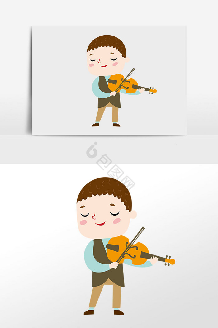 儿童节小孩拉小提琴插画图片