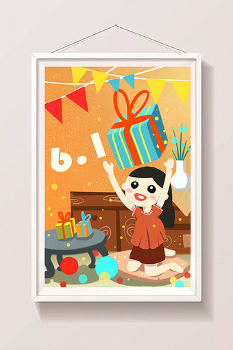 2018六月一日儿童节手绘插画海报背景图片