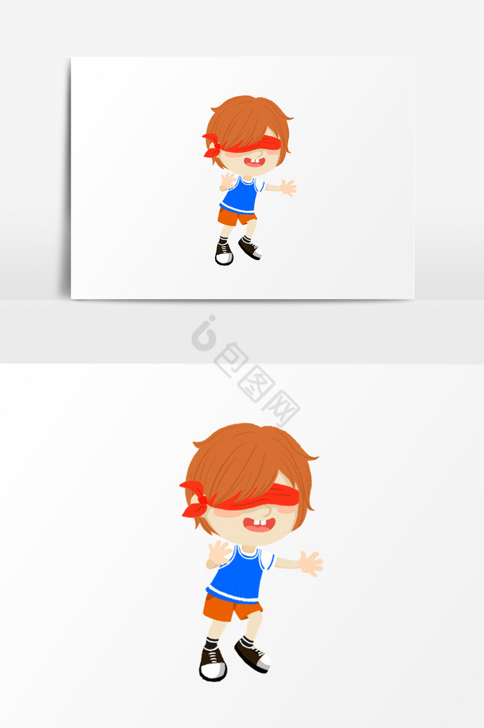 蒙眼男孩插画
