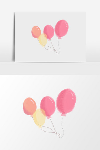 水彩手绘粉色气球图片