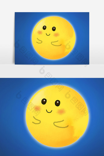可爱黄色月亮logo表情元素图片