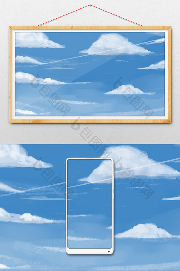 天空云朵插画背景
