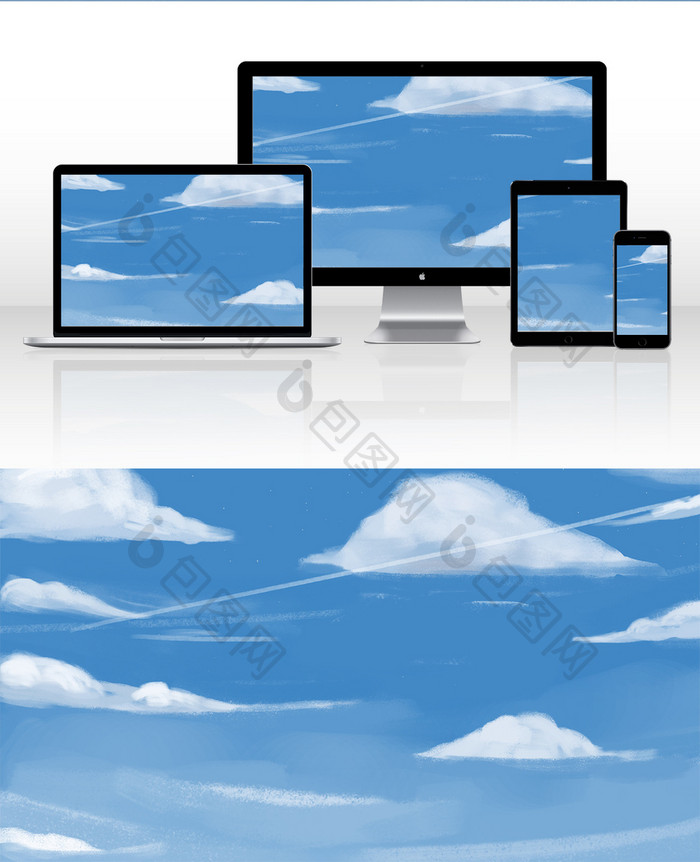 天空云朵插画背景