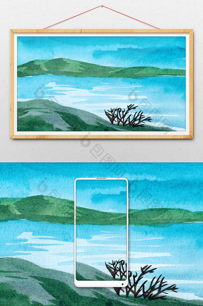 海边风景水彩手绘 图片下载 包图网 海边风景水彩手绘 图片下载 包图网