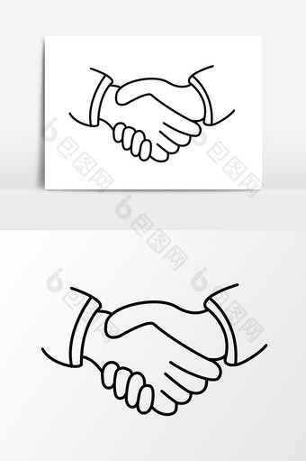 手绘握手合作元素图片