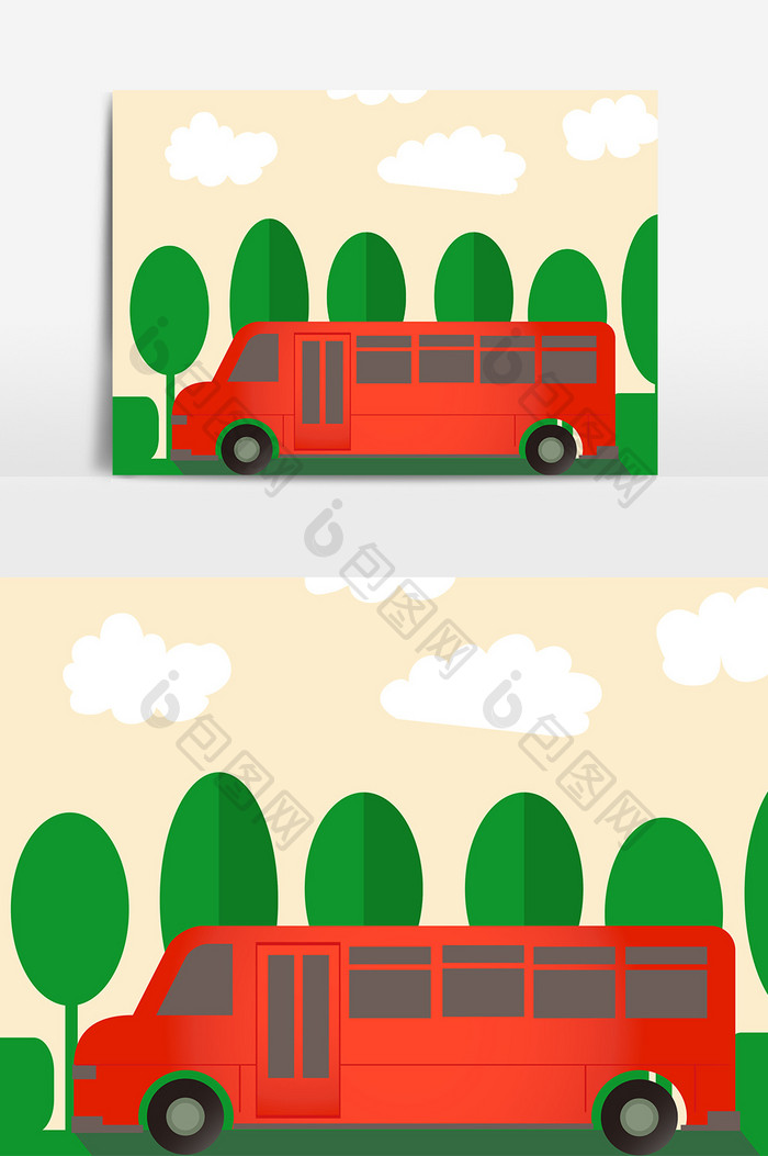公交车校车卡车元素