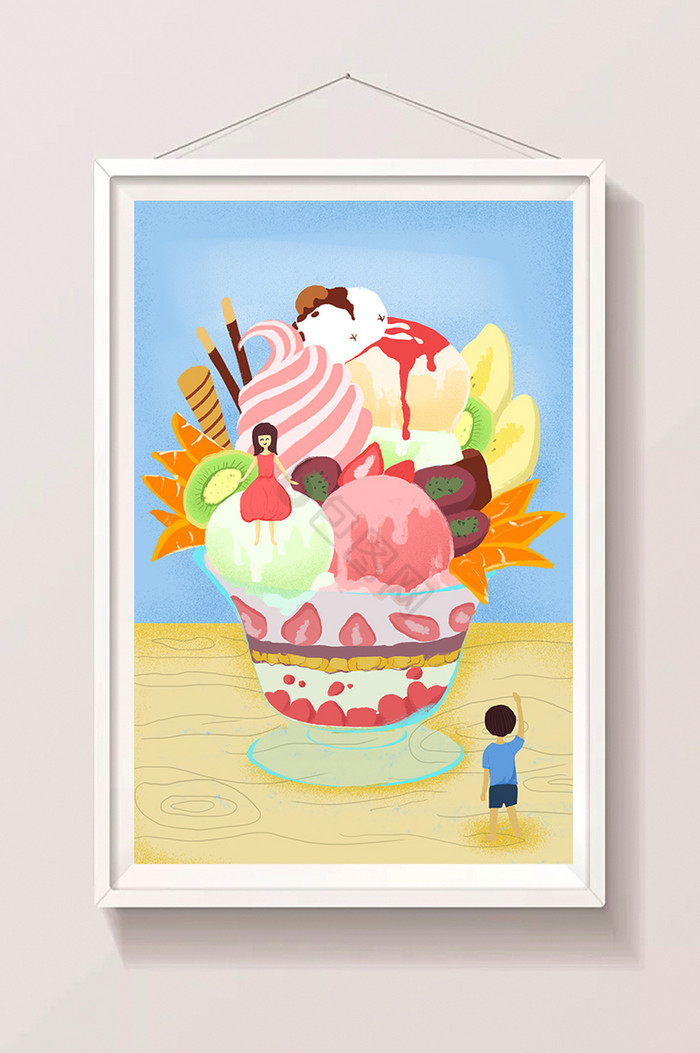 夏日冰淇淋插画图片
