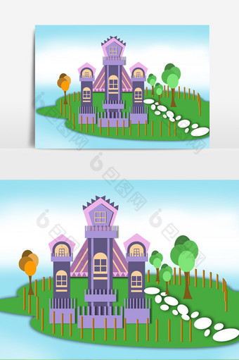 卡通城堡设计元素图片