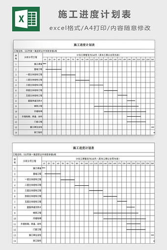 施工进度计划表excel模板图片