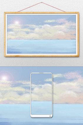 唯美清新海边云彩背景图