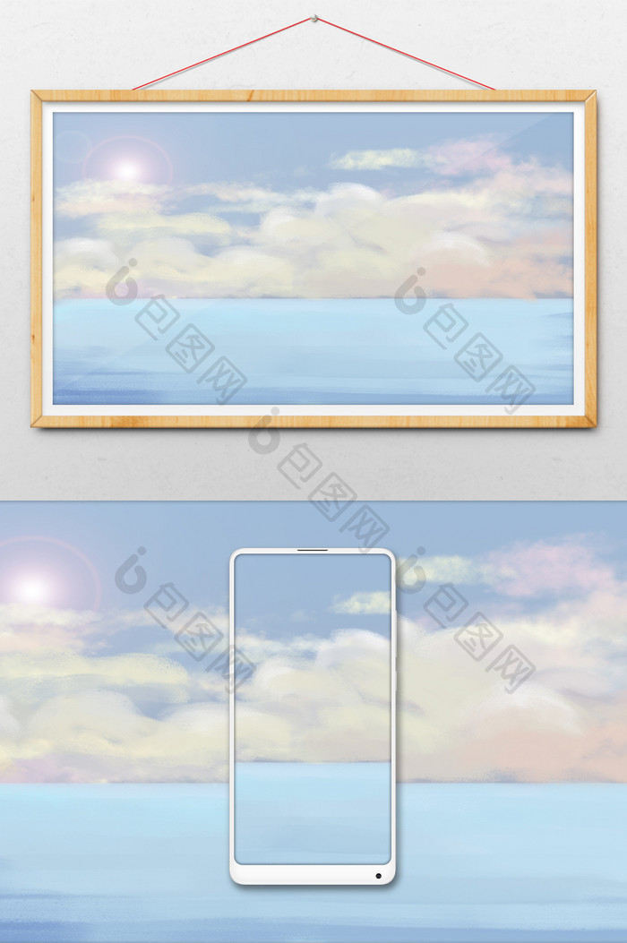 唯美清新海边云彩背景图