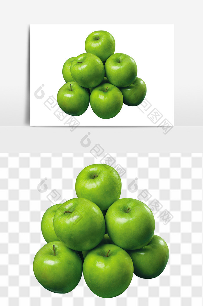 新鲜青绿苹果水果元素