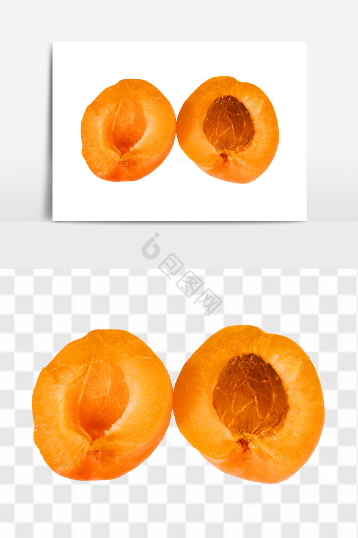 新鲜黄杏透明图片