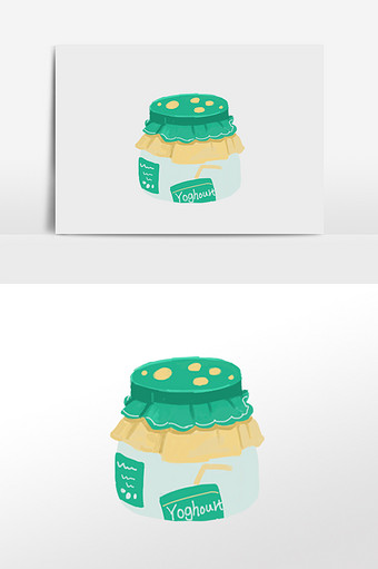 清新唯美手绘卡通形象酸奶饮料元素背景图图片下载