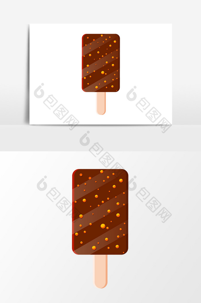 棕色方块卡通矢量扁平巧克力雪糕元素