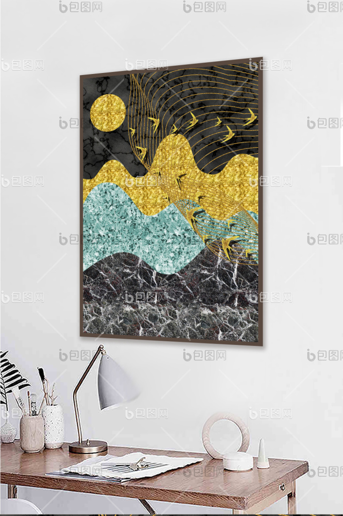 抽象山水风景装饰画-抽象山水风景装饰画效果图-【包图网】