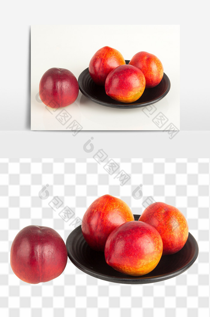 新鲜油桃桃子免抠透底png高清水果元素