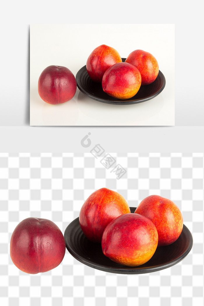 新鲜油桃桃子免抠透底png高清水果图片