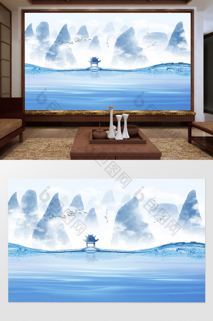 电视背景墙中国风背景墙装饰画图片