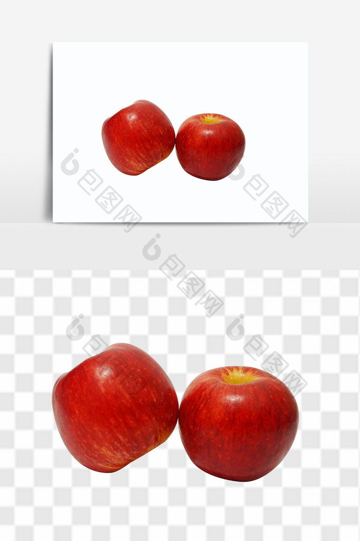 新鲜红富士苹果水果素材元素
