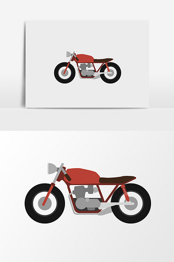 卡通扁平摩托车元素图片