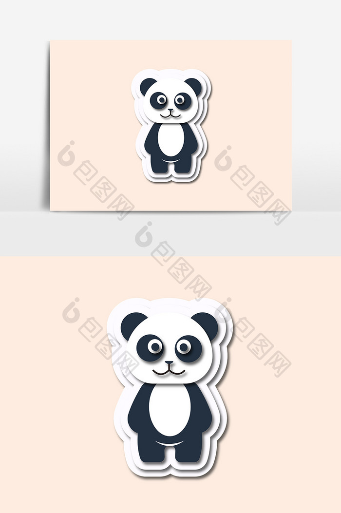 熊猫剪纸设计元素