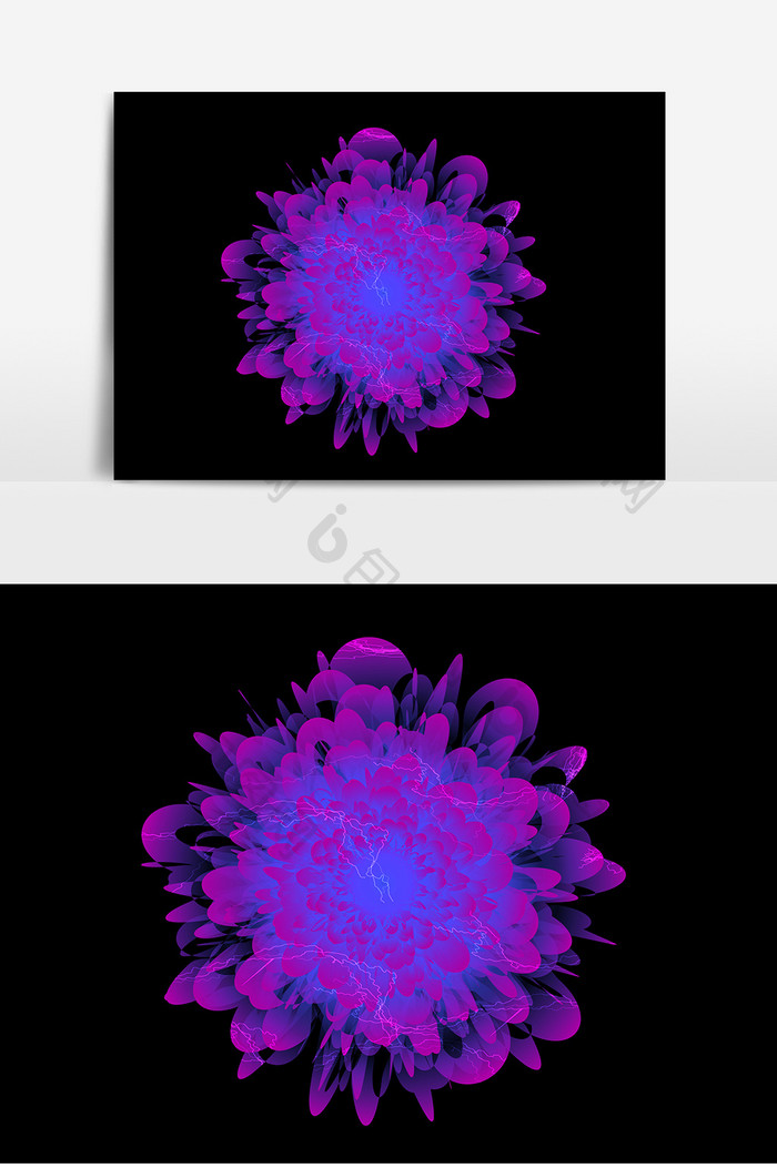 紫色牡丹花光效设计元素