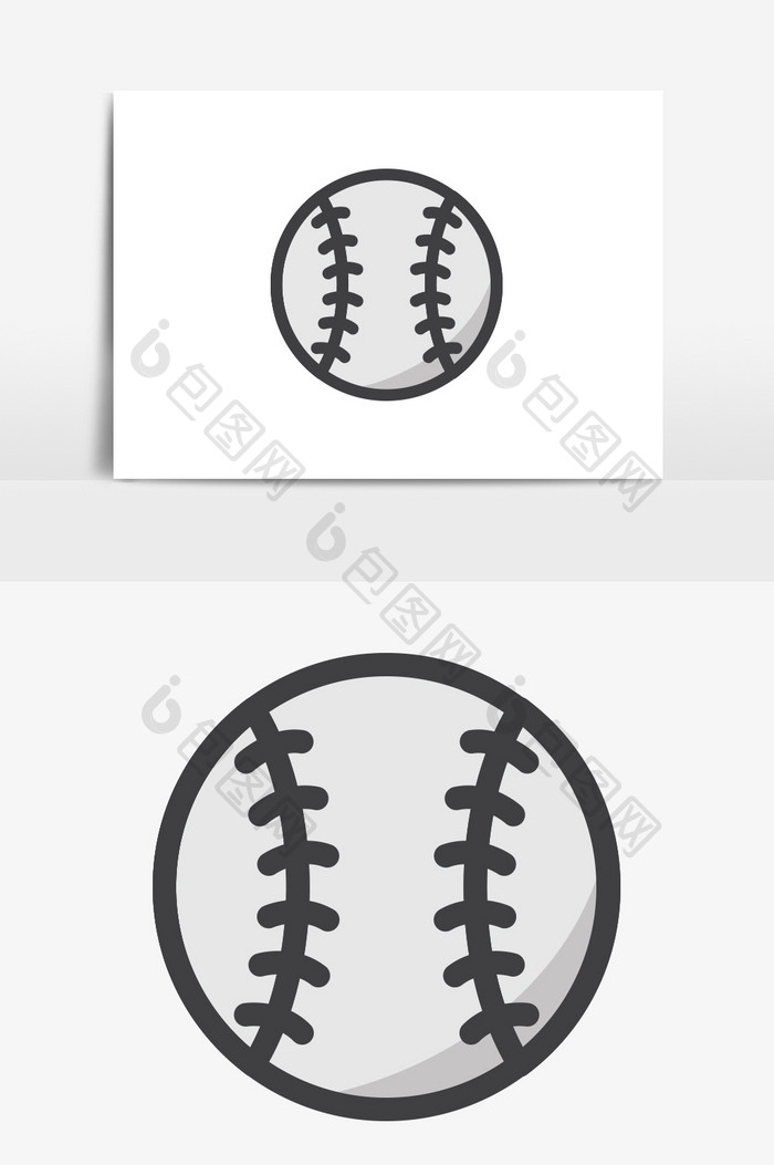 商务简约扁平风格运动棒球矢量元素