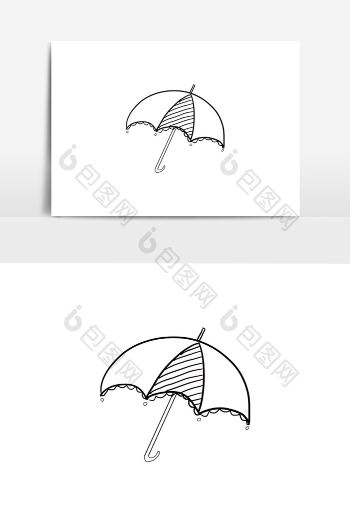 手绘卡通矢量花边雨伞元素