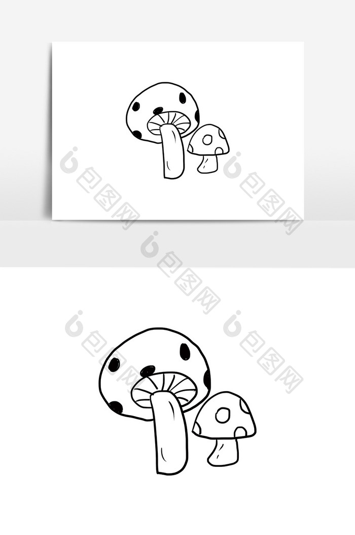 手绘卡通矢量斑点蘑菇元素
