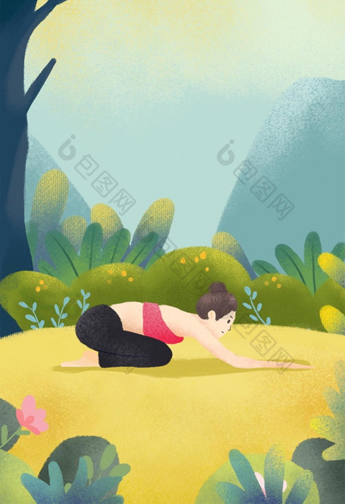 瑜伽健身插画海报