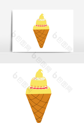 红色冰淇淋元素设计图片