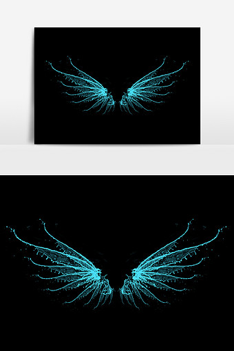 飘飞翅膀荧光色光效元素图片下载