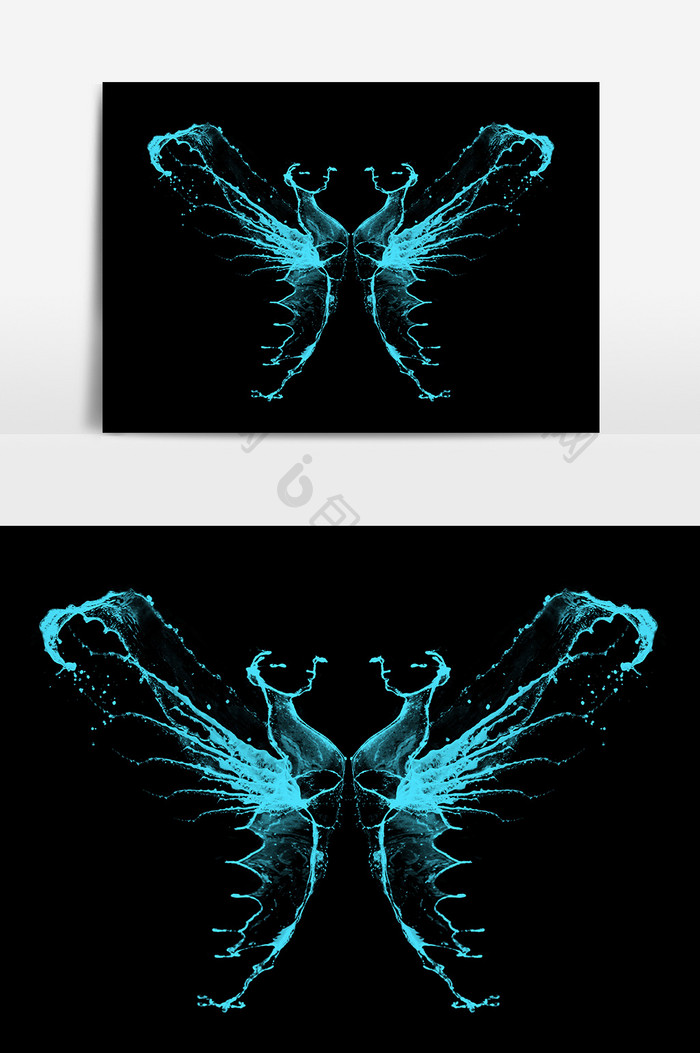 荧光色蝴蝶翅膀元素