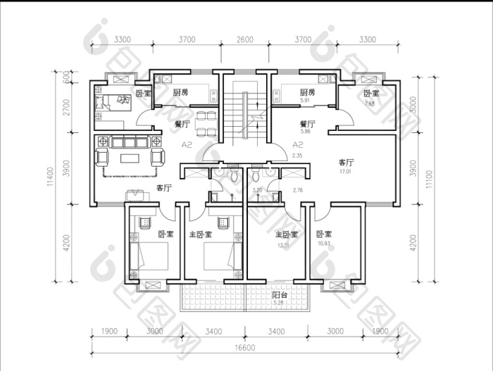 定制家装多层户型图cad图纸-包图网