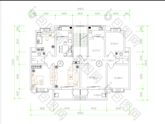 全屋定制居家户型cad图纸-包图网
