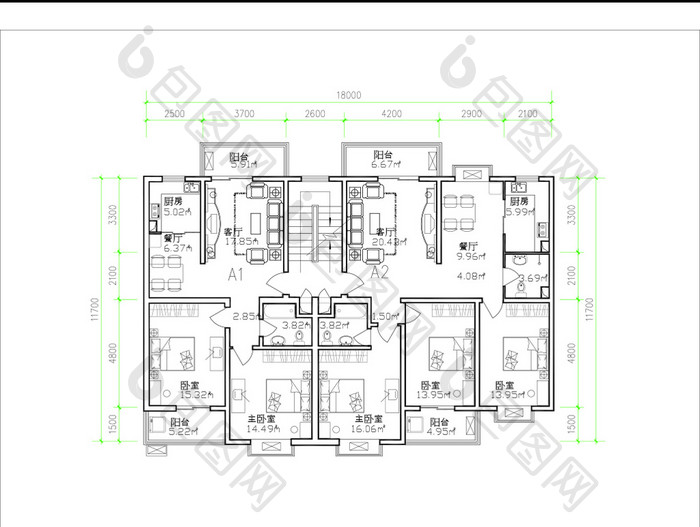 定制大户型多居室房屋平面图CAD平面图